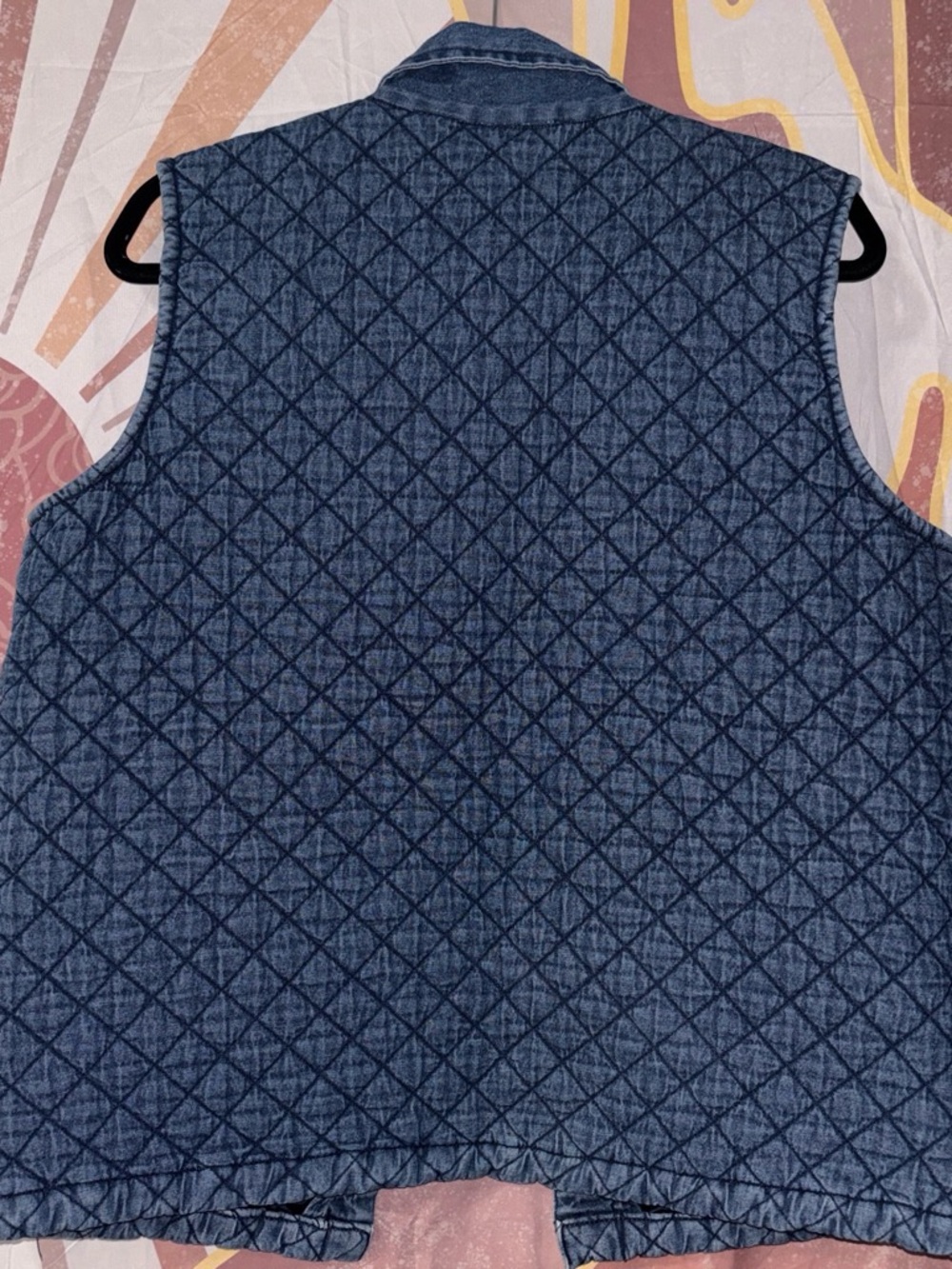Serengeti Women’s Quilted blue Denim Vest fall layering piece boho farm cottage - Picture 4 of 5